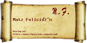 Matz Felicián névjegykártya